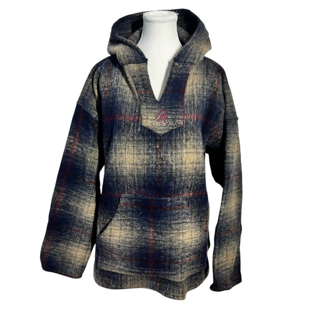 Legendary Whitetails Heavy Thick Plaid Drug Rug Pullover Hoodie Blue jacket XL